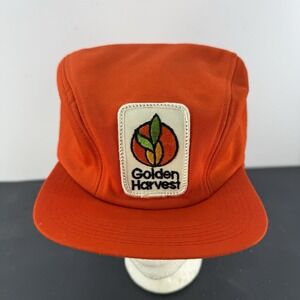 Vintage Golden Harvest Hat Cap Ear Flaps Trapper Orange Fitted 7 K-Brand